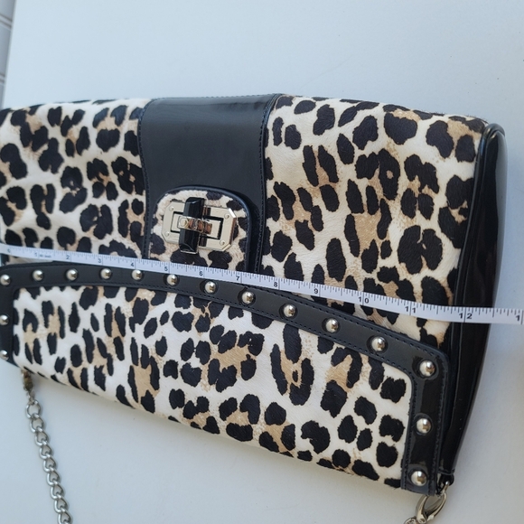 White House Black Market Leopard Cheetah Calf Hair Leather Shoulder Clutch Bag - Picture 11 of 12